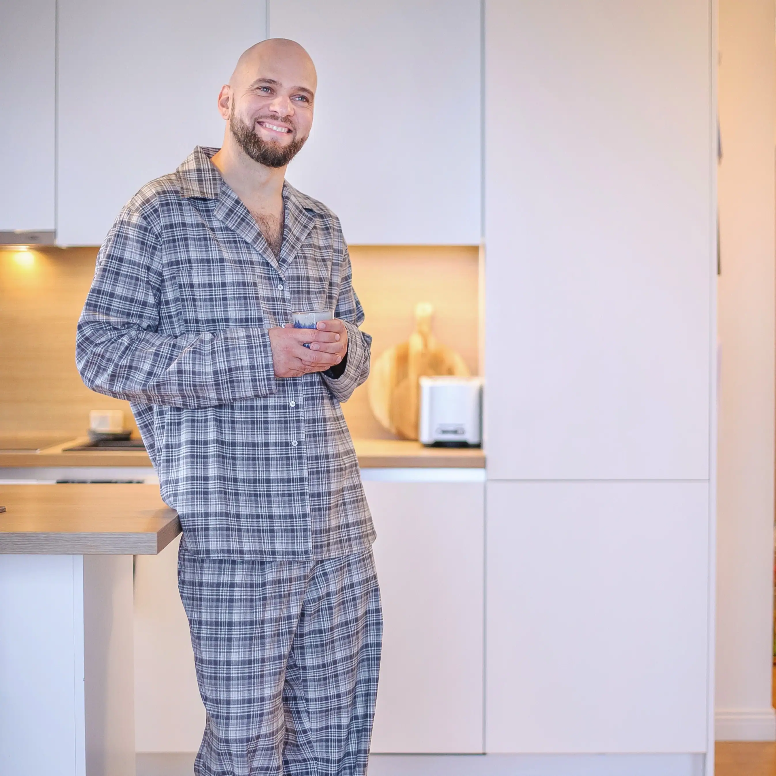 Weiche Flanell-Pyjamahose - Dark grey