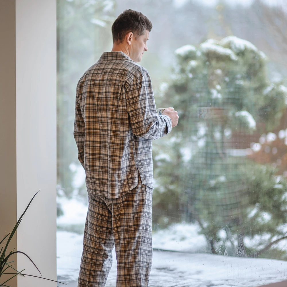 Weiches Flanell-Pyjama-Set mit Hose - Dark grey