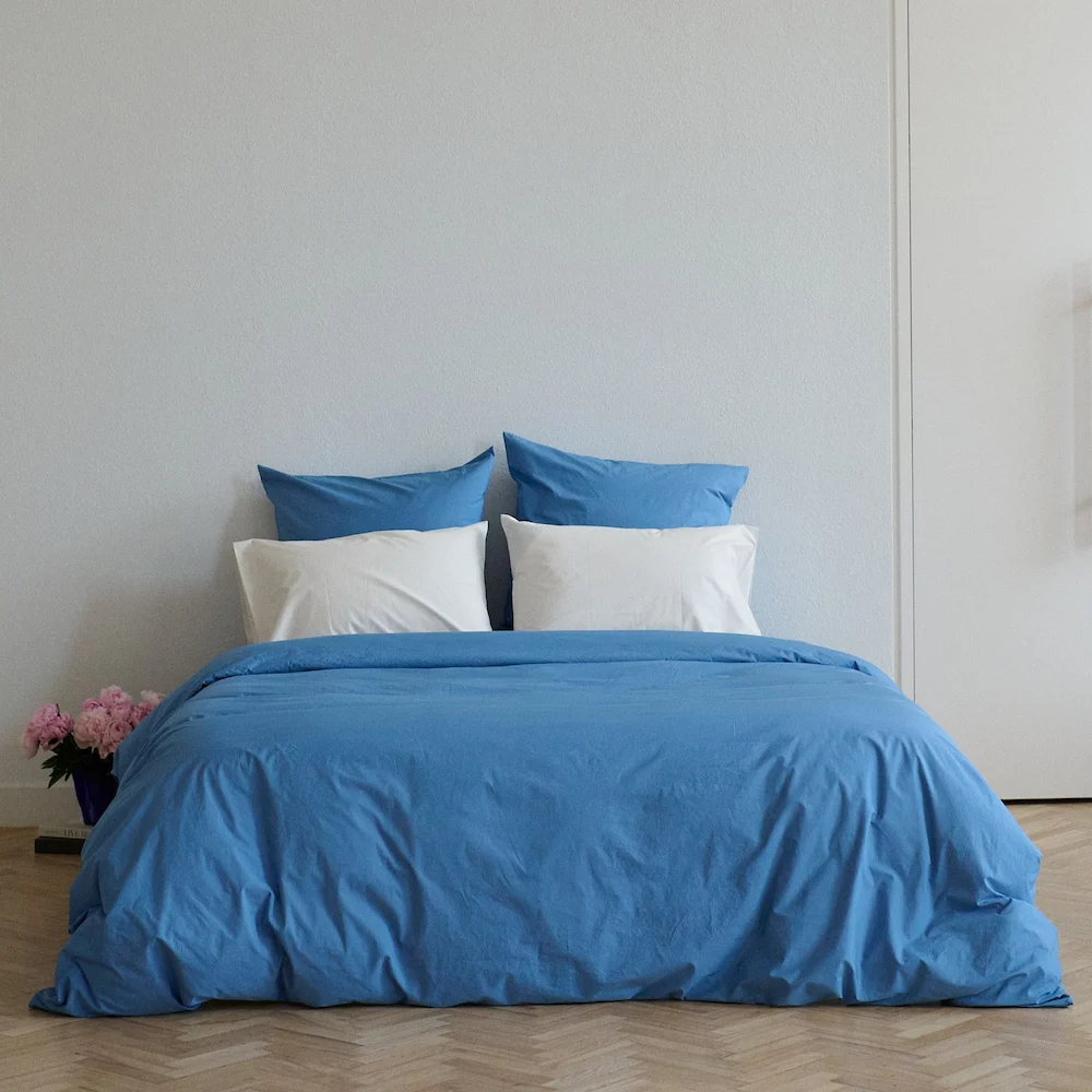 Bedroommood percale blue bedding milk