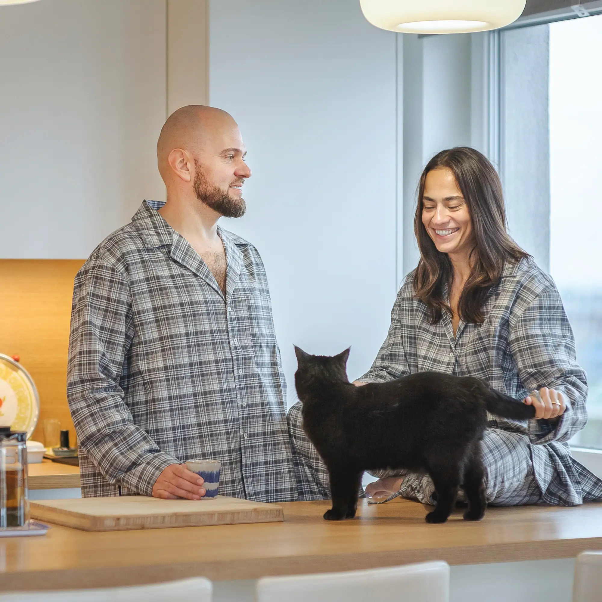 Weiches Flanell-Pyjama-Set mit Hose - Dark grey