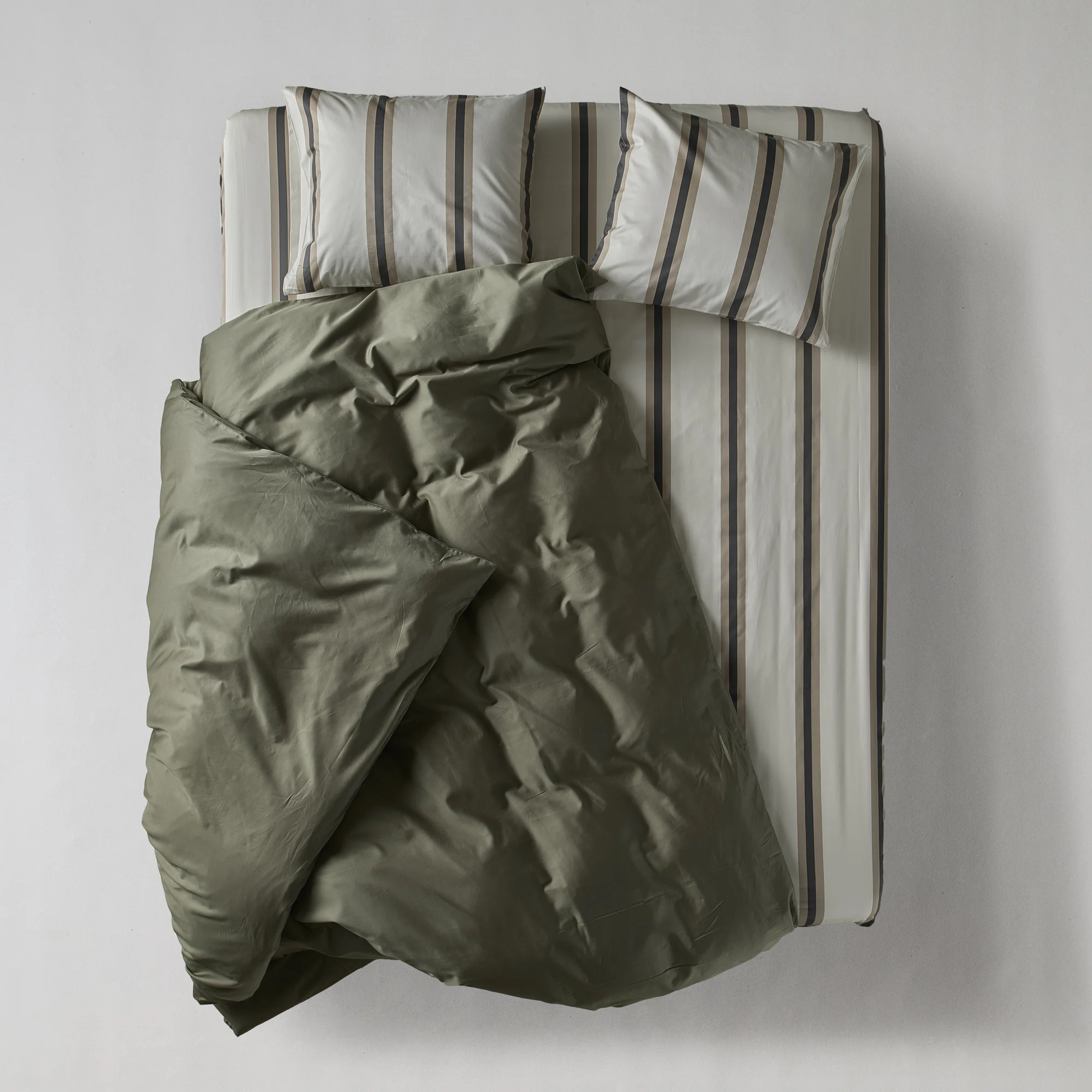 Bedroommood Sateen Cream Stripes Olive Mix